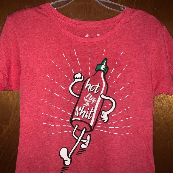 Women’s S HEADLINE SHIRTS Heathered Red Hot Shit Pepper Sauce Running Bottle Tee - Picture 2 of 7